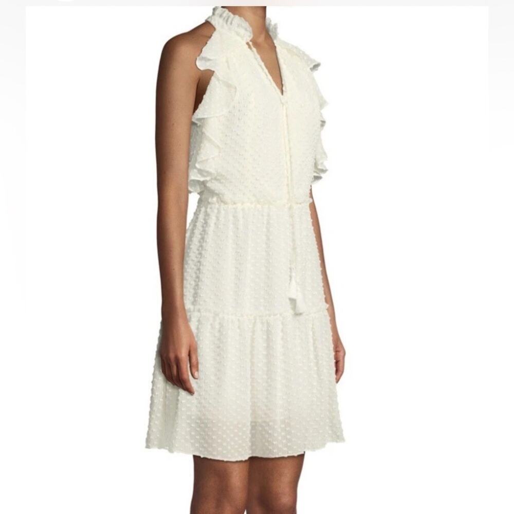 Rebecca Minkoff size 10 medium Cream Mini Sundress Flutter Swiss dot flaw